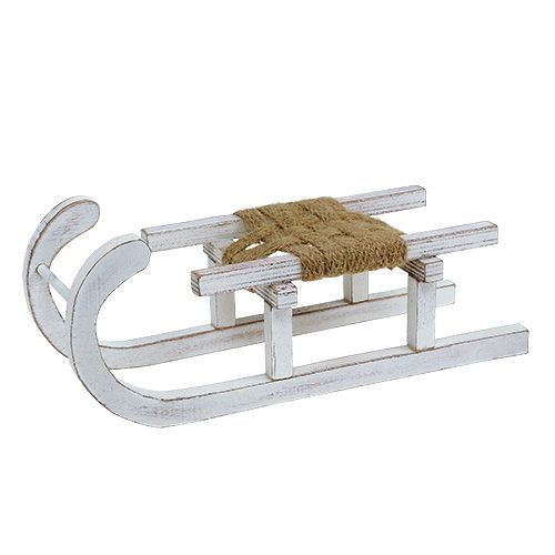 Floristik24 Wooden sled white 28cm x 11cm x 11cm 1pc