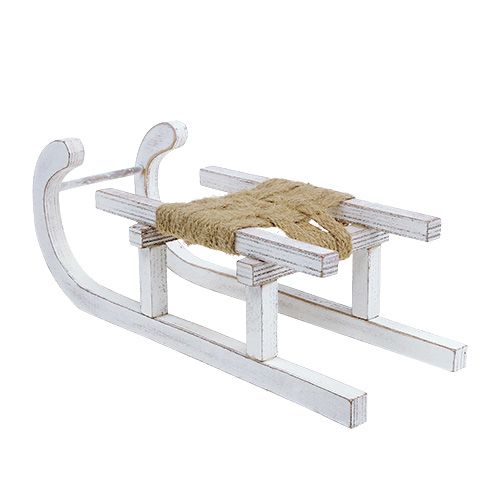 Floristik24 Wooden sled white 28cm x 11cm x 11cm 1pc