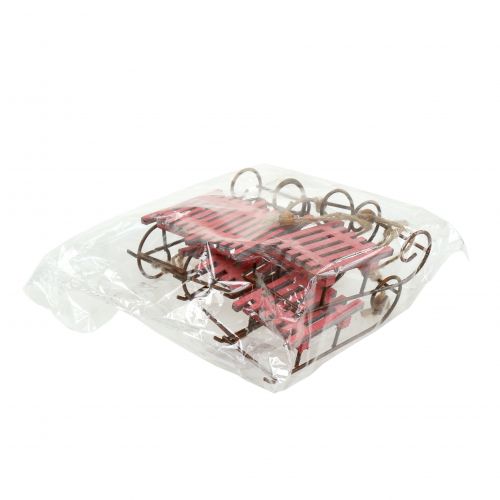 Product Sled red, rust for hanging 11cm 6pcs