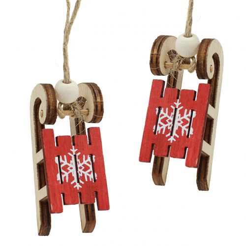 Sledge for hanging red 4cm 12 pcs