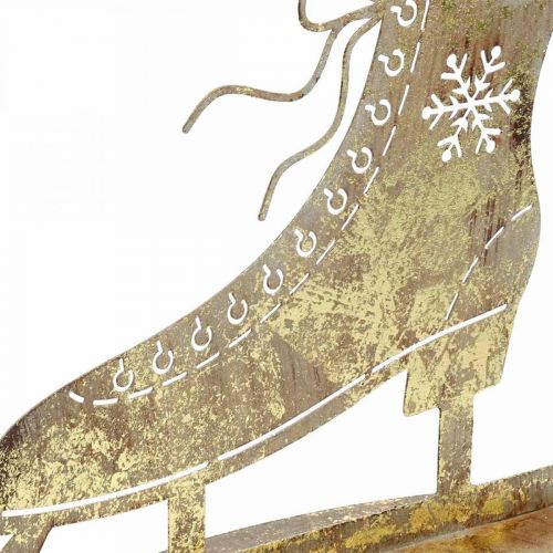 Product Metal ice skate, winter decoration, decorative ice skate, Christmas golden antique look H22.5cm