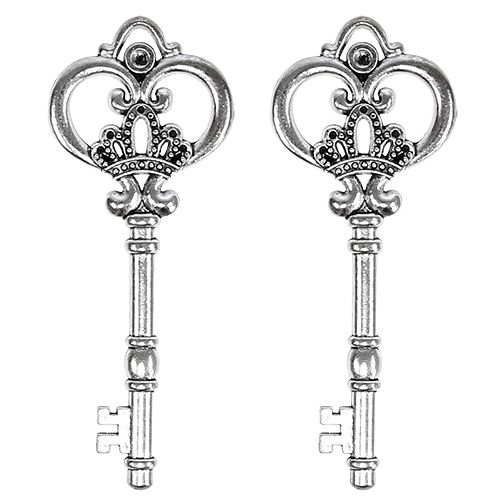 Floristik24 Deco key 8,5cm silver 12pcs