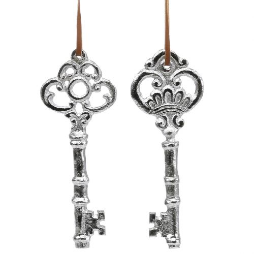 Floristik24 Key silver to hang 15.5cm 2pcs