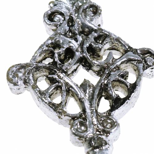 Product Deco key to hang antique silver 10cm 3pcs