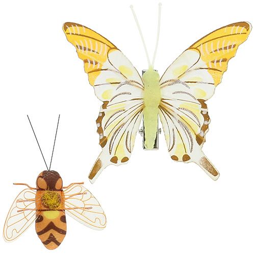 Floristik24 Butterfly, bee decoration on clip 4cm - 8cm 9 pcs