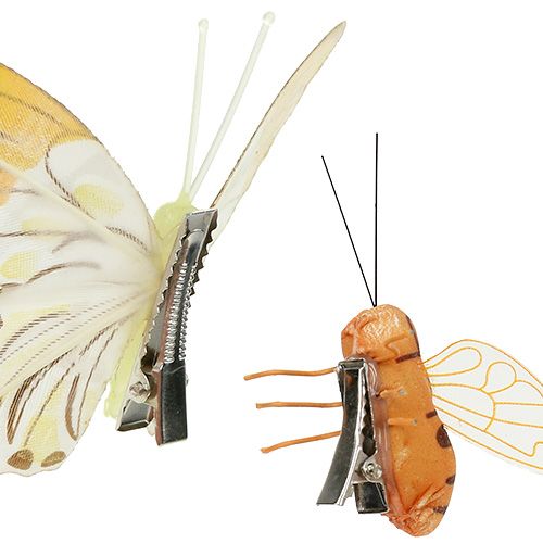 Floristik24 Butterfly, bee decoration on clip 4cm - 8cm 9 pcs
