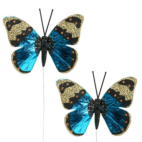 Floristik24 Butterfly Blue 7,5cm shiny 4pcs