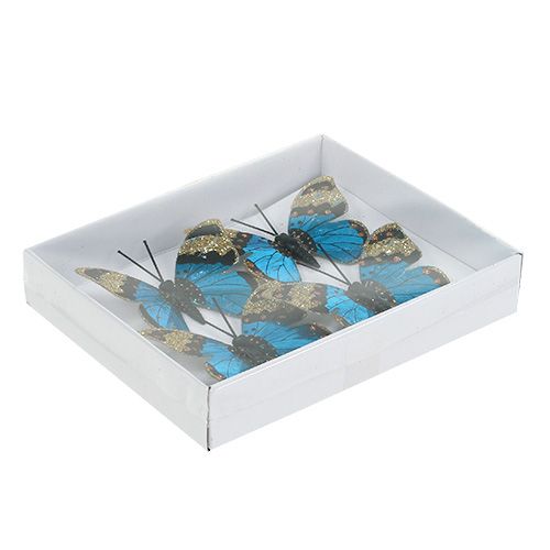 Floristik24 Butterfly Blue 7,5cm shiny 4pcs