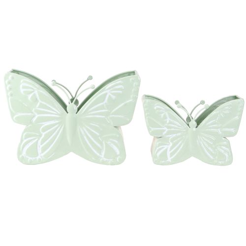 Product Butterfly Metal Flowerpot Green 22.5/30cm Set of 2