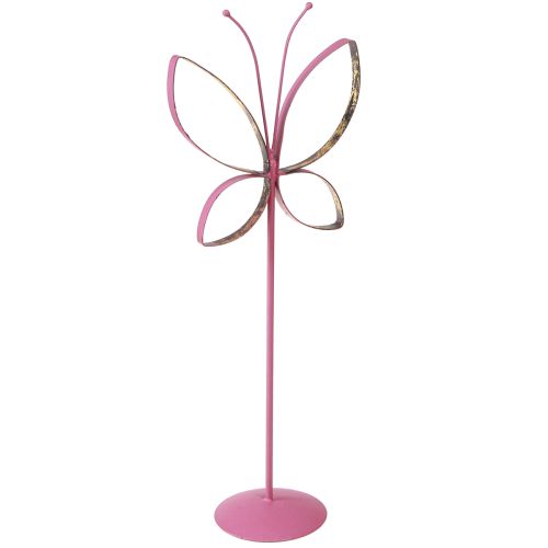 Floristik24 Butterfly Metal Decoration Spring Fuchsia Gold H35cm 2 pcs