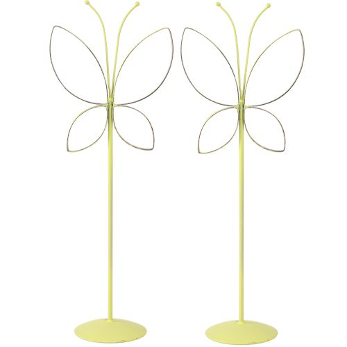 Product Butterfly Metal Decoration Spring Green Gold H35cm 2 pcs
