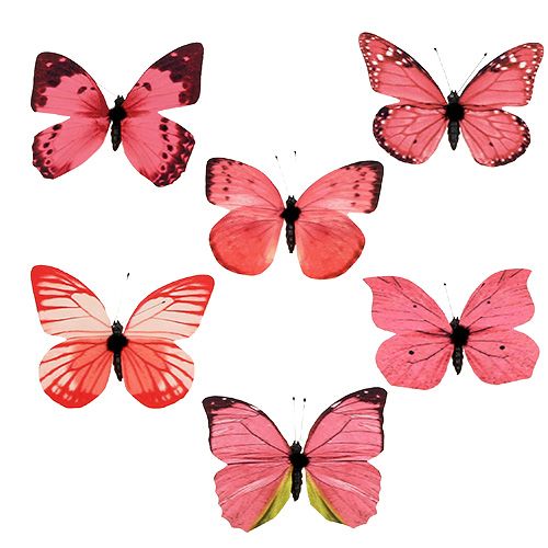 Floristik24 Butterfly pink on clip 11cm 6pcs