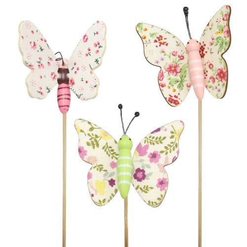 Floristik24 Butterfly on a wooden stick 5.5cm - 7cm 18pcs