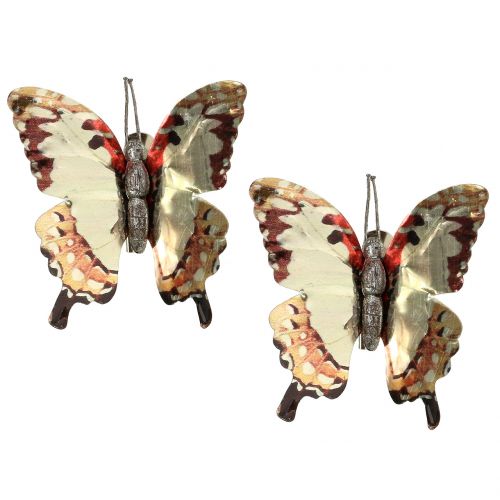 Product Butterfly Gold shiny on clip 12 pcs
