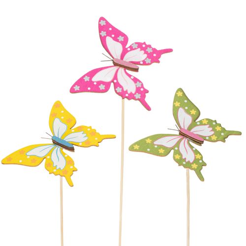 Flower picks, craft supplies, butterfly motif for decorating gift wrapping, 28.5cm, 12 pieces