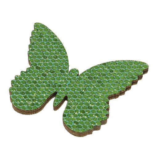 Product Decoration to control Butterfly Green-Glitter 5/4 / 3cm 24pcs