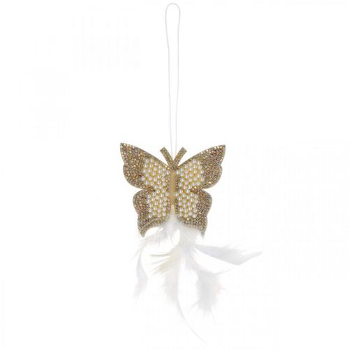 Floristik24 Felt butterfly to hang cream wedding decoration 16cm