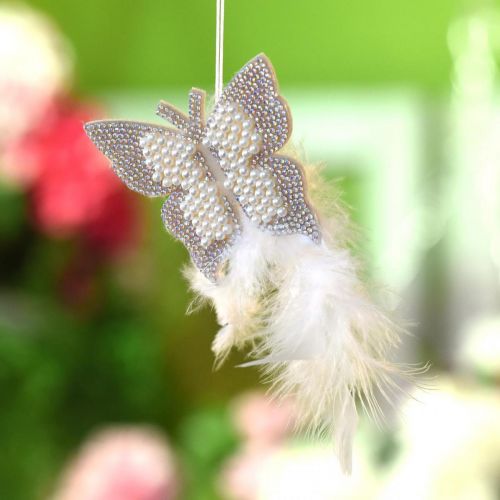 Product Felt butterfly to hang cream wedding decoration 16cm