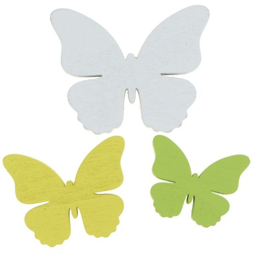 Floristik24 Wooden butterfly white/yellow/green 3cm - 5cm 48 pcs
