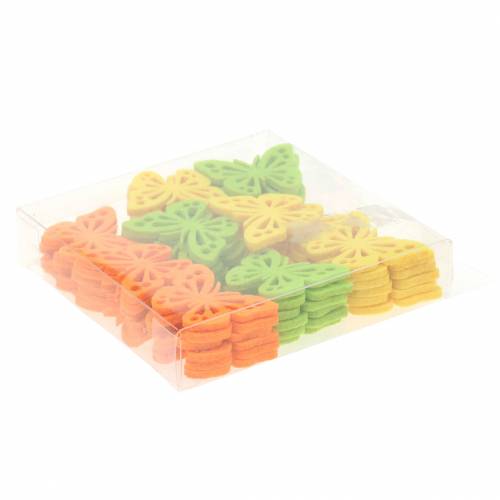Floristik24 Butterfly felt yellow / green / orange 3.5x4.5cm 54 pieces