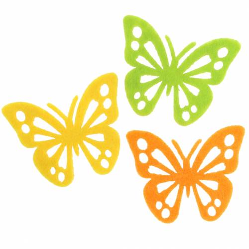 Floristik24 Butterfly felt yellow / green / orange 3.5x4.5cm 54 pieces