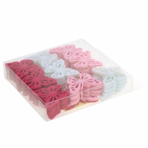 Floristik24 Felt butterfly table decoration pink white pink assorted 3.5x4.5cm 54 pieces