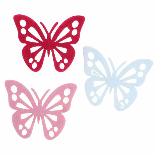 Floristik24 Felt butterfly table decoration pink white pink assorted 3.5x4.5cm 54 pieces