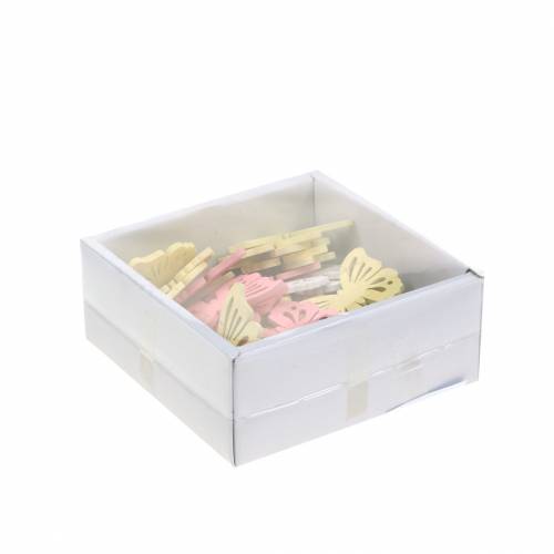 Floristik24 Scattered butterfly white, yellow, pink assorted wood 5cm 40p