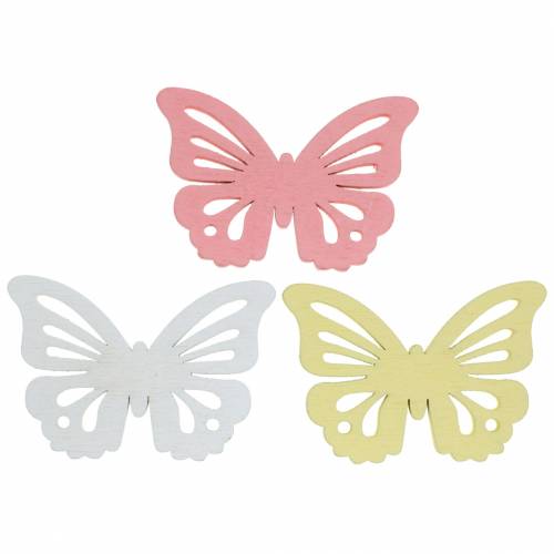 Floristik24 Scattered butterfly white, yellow, pink assorted wood 5cm 40p