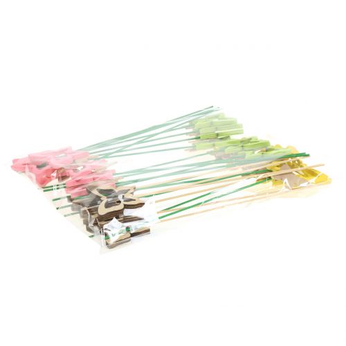 Floristik24 Decorative plug butterfly assorted colours H24cm 24 pcs