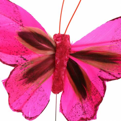 Product Feather butterfly with wire 7cm pink purple 24pcs