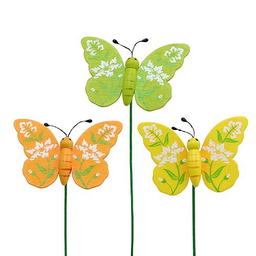 Floristik24 Butterfly colorful assorted 6cm L25cm 15 pcs
