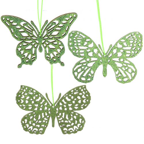 Floristik24 Decorative Hanging Butterfly Green Glitter 8cm 12 pcs