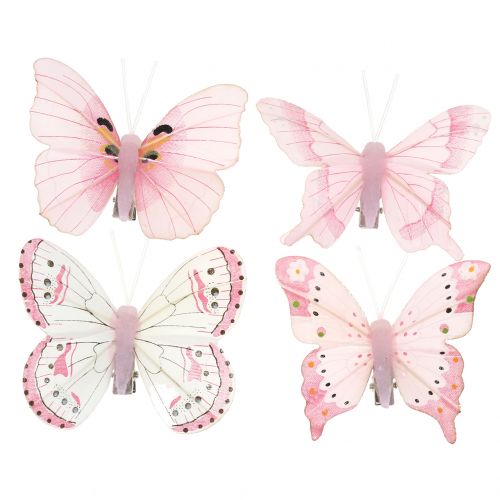 Floristik24 Butterfly on the clip Rosa 8cm 8pcs
