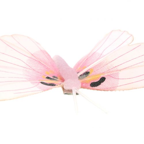 Floristik24 Butterfly on the clip Rosa 8cm 8pcs