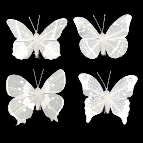 Floristik24 Butterfly on the clip White 8cm 8pcs