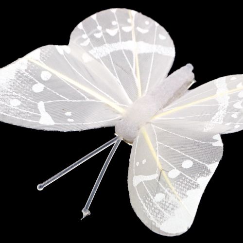 Floristik24 Butterfly on the clip White 8cm 8pcs