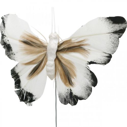 Floristik24 Deco butterfly, spring decoration, moth on wire brown, yellow, white 6×9cm 12pcs