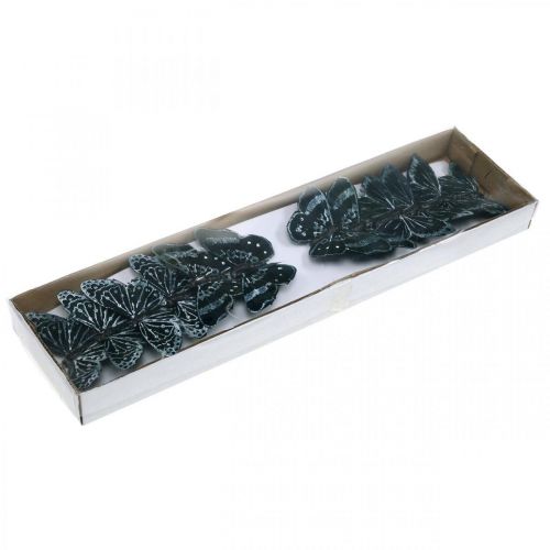 Floristik24 Feather butterflies black and white, butterflies on wire, artificial moths 5.5×9cm 12pcs