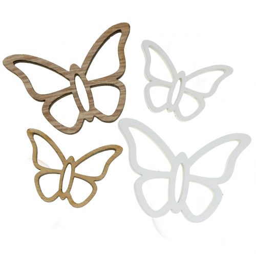 Product Wooden butterfly white / nature 3cm - 4,5cm 48pcs