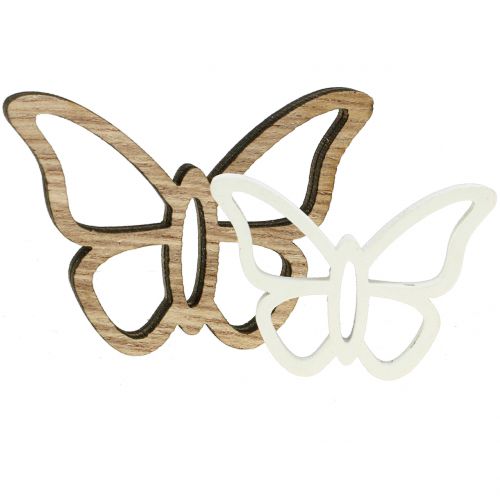 Product Wooden butterfly white/natural 3cm - 4.5cm 48 pcs