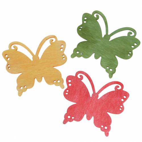 Floristik24 Butterfly wood orange / yellow / green 4cm 72 pieces for table decoration