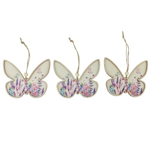 Product Butterfly Wooden Decoration Hanger Linen 11.5x9.5cm 6 pcs