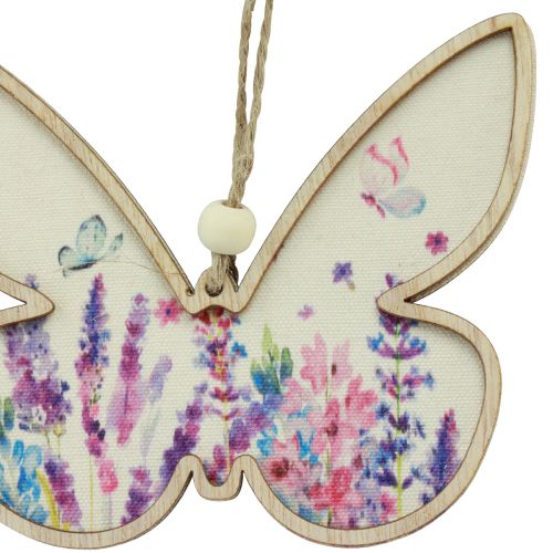 Product Butterfly wooden decorative hanger linen 11.5x9.5cm 6pcs