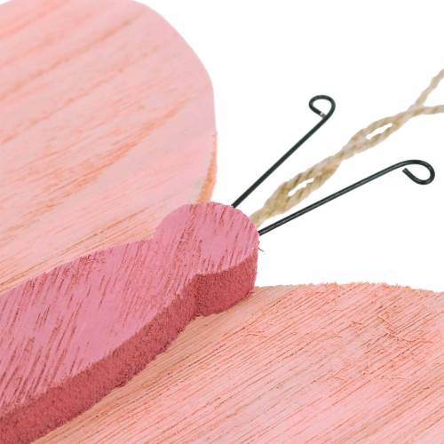 Floristik24 Butterfly for hanging wood pink 13cm x 22cm 2pcs