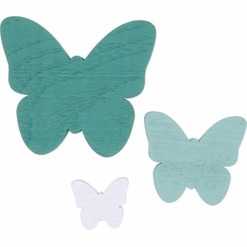 Butterflies for scattering green, mint, white wooden scatter decoration 29 pcs