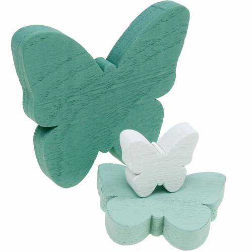 Product Butterflies for scattering green, mint, white wooden scatter decoration 29 pcs