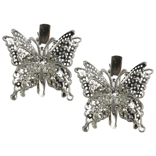 Floristik24 Butterfly made of metal on clip 12pcs