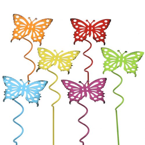 Floristik24 Flower plug butterfly colorful 22cm 12pcs