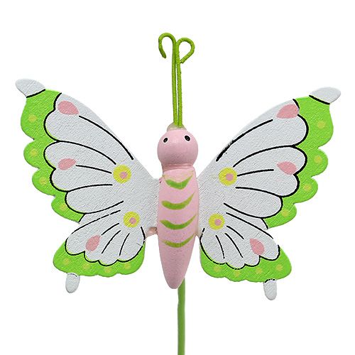 Floristik24 Butterfly on the stick wood multicolored 7,5cm L25cm 12pcs